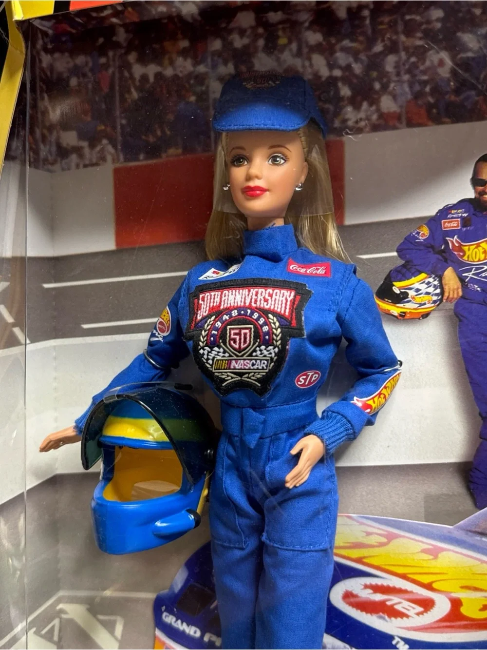 Barbie Blue Racing Suit Doll with Yellow-Trim Helmet